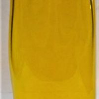 Australian Art Glass yellow vase with free form rim - signed but illegible, dated 03, approx 24cm H - Sold for $35 - 2019
