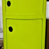Mid-Century Modern Kartell - Anna Castelli green plastic drum cabinet approx 655cm tall - Sold for $97 - 2019