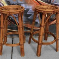 Pair - c1960's MCM Cane BAR STOOLS - Sold for $31 - 2019