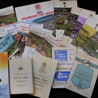 Small group lot horse and other racing ephemera incl 1954 and '58 Royal Visit, 1963 Moonee Valley Cup programme and assorted 197080's Melbourne Cup pr - Sold for $161 - 2019