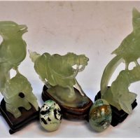 Small group lot vintage jadeite figures incl 2 x birds, a horse and 2 x hand painted eggs - Sold for $99 - 2019