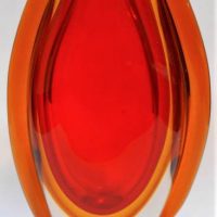 Vintage art glass vase in the style of Murano Seguso Sommerso  - redgoldclear colours - - Sold for $31 - 2019