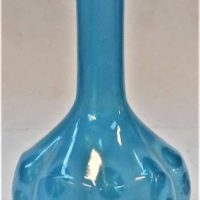 Vintage c1900 Blue Glass Overlay vase - Cloudy blue over clear blue w circular cut design - 185cm H - Sold for $37 - 2019
