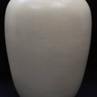 c1930's LOVATTS English Art Pottery vase - simple traditional form, white cream glaze, signed to base - 25cm H - Sold for $37 - 2019