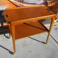 Mid Century teak auto trolley with brass castors - Australian made, Noblett Furniture, ex con - Sold for $149 - 2019