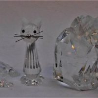 3 x Swarovski crystal animal figurines inc, elephant, sitting cat and seal, approx 3 - 5cm - Sold for $31 - 2019