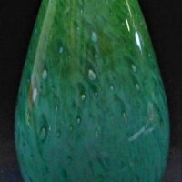 Art Glass vase with 'Peacock Feather' design green-turquoise - 26cm tall - Sold for $31 - 2019