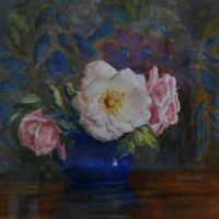 Gilt Framed STEPHANIE TAYLOR (1891 - 1974) Watercolour on Linen - ROSES - Signed lower right, Further details on 1938 Art Gallery of NSW Exhibition la - Sold for $75 - 2019