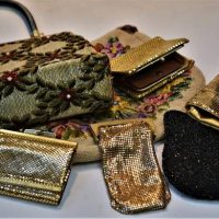 Group lot - ladies vintage and contemporary bags and purses, etc inc, fabric with beading, tapestry, mesh, etc - Sold for $37 - 2019