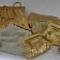 Small box lot - ladies Glomesh, Park Lane and Oroton, bag and purses - gold, silver and cream toned - Sold for $50 - 2019