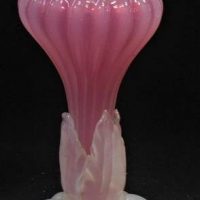 Vintage Murano, Italian Art Glass, pink and white opalescent lamp base - approx25cm tall - Sold for $62 - 2019