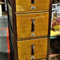 Vintage timber 4 drawer filing cabinet - Sold for $199 - 2019
