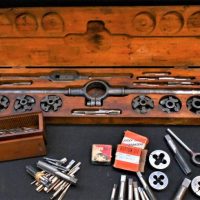Cased Patience & Nicholson (P&N) tap & die set plus quantity of spare tapping bits - Sold for $310 - 2019