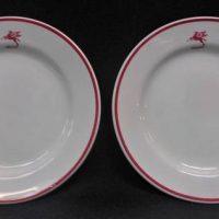 Pair of 1970's SERVICE STATION Duraline Dining Plates w VACUUM Oil Flying Pegasus Logo - Sold for $37 - 2019