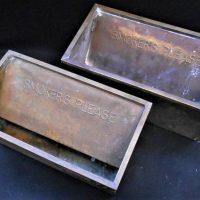 Pair of brass smoker's tray with embossed 'Smokers Please' marked to top - Sold for $62 - 2019