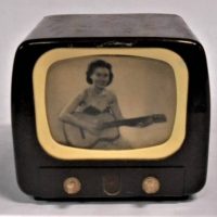 Vintage Reuge Gantoy brown Bakelite windup Toy Television Music box with holographic image - Sold for $261 - 2019