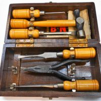 Vintage wooden boxed, Brades Nash Tyzack compact woodworking tool kit - Sold for $31 - 2019