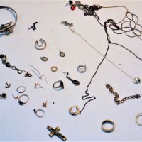 Box lot mainly Silver jewellery - dolphin bangle, silver handfinger bracelet, rings, earrings, chains, bracelets etc - Sold for $37 - 2019