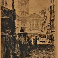Circa 1915 Australian John Shirlow dry point etching, titled Latrobe Place, signed lower right in pencil and numbered 250 - approx 24cm H 15cm L - Sold for $149 - 2019