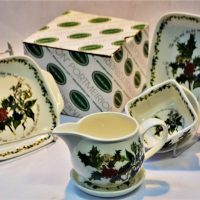 Group lot - English Portmerion China items inc, bowls, dishes, gravy boat, etc, in The Holly And The Ivy pattern - some boxed - Sold for $31 - 2019
