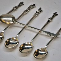 Group lot incl set of c1950's Otto Hval, Norwegian 925 sterling silver and set of 6 c1930's ASPCo Sheffield 925 sterling silver spoons 'Sports' - Sold for $93 - 2019