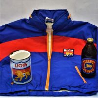 3 x pieces VFLAFL Fitzroy Football Club merchandise incl child's jacket, stubby holder and Fitzroy Bitter beer - Sold for $31 - 2019