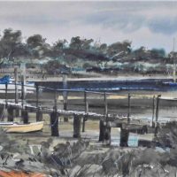 Framed BILL BISHOP ( Active c1980's ) Watercolour - CANNONS CREEK - Signed & Dated NULL86, lower left - 28x54cm - Sold for $35 - 2019