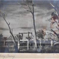 Framed c1930's Wm (William) Kodagoda Australian PHOTOGRAPH - MURRAY CROSSING - Signed Wm Kodagoda Ceylon & Titled lowers right & left - 24x29cm - Sold for $31 - 2019