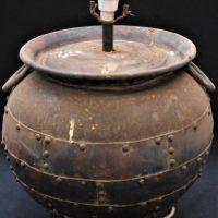 Large vintage hand made riveted copper lamp base - Sold for $35 - 2019