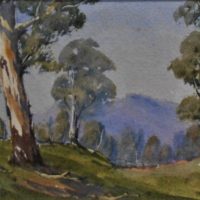 Small Framed WILLIAM SLACK (Australian, Active c193050's) Watercolour - AUSTRALIAN LANDSCAPE - Signed Wm SLACK, lower left - 75x13cm - Sold for $43 - 2019