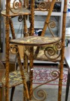 Victorian 7 tier curly wicker and tiger bamboo stand - embossed finish to tiers, ornate central room design, approx 200cm H - Sold for $248 - 2019
