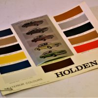 Vintage c1975 HOLDEN Exterior Colour Card CHART - w original Perspex overlay featuring all 1975 Model Holden's Gemini, Torana, Monaro, etc - Sold for $56 - 2019
