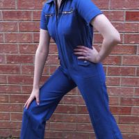 1960s-Slapsy-blue-denim-jump-suit-short-sleeves-bellbottoms-approx-size-12-Sold-for-35-2019
