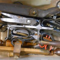 Box-lot-assorted-shears-scissors-and-other-item-incl-Heinisch-tailors-scissors-saws-etc-Sold-for-186-2019
