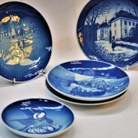 Group-lot-vintage-Royal-Copenhagen-and-Bing-Ghrondal-blue-and-white-themed-plates-1969-1984-assorted-themes-Christmas-etc-Sold-for-43-2019