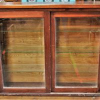 Vintage-cedar-glazed-display-cabinet-with-sliding-doors-and-glass-shelves-Sold-for-50-2019