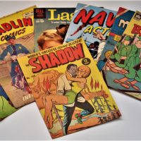Small-group-lot-vintage-comics-incl-Walt-Disney-The-Shadow-My-Little-Margies-Lassie-etc-Sold-for-50-2019
