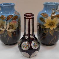 1_Group-lot-Victorian-China-Glass-Pair-ceramic-Vases-w-HPainted-Floral-decoration-Vase-w-Ruby-flash-panels-hpainted-flowers-Sold-for-62-2019