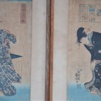 1_Pair-Framed-Vintage-c1900-Japanese-Woodblock-prints-GEISHAS-Interior-w-Fan-another-both-signed-With-Character-marks-lower-left-upper-left-Sold-for-137-2019