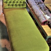 1_Victorian-Day-bed-carved-sides-button-back-in-green-velvet-upholstery-Sold-for-81-2019