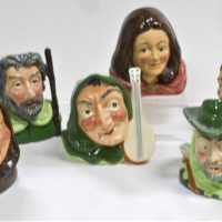 6-x-vintage-Staffordshire-Sylvac-china-Robin-Hood-and-his-Merry-Men-Character-jugs-inc-Robin-Hood-Maid-Marion-Alan-A-Dale-Friar-Tuck-Sherriff-of-Sold-for-112-2019