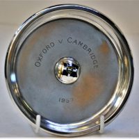 English-Sterling-Silver-1957-Oxford-versus-Cambridge-Boat-Race-round-dish-with-enamel-flag-to-central-raised-button-Hallmarked-London-1956-maker-C-Sold-for-62-2019