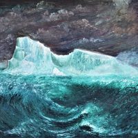 Large-Framed-ANDREW-HARRIS-Oil-Painting-THE-POINT-OF-NO-RETURN-ICEBERG-Signed-w-Initials-lower-right-further-signed-dated-1965-Titled-verso-Sold-for-87-2019
