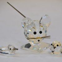 3-x-Swarovski-crystal-animals-large-mouse-on-base-duck-and-bird-Sold-for-68-2019