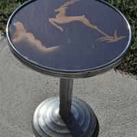 Art-Deco-chrome-occasional-table-mirrored-top-with-frosted-image-of-leaping-deer-Sold-for-37-2019