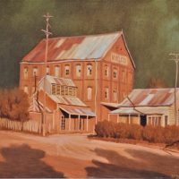 Framed-WARREN-W-CURRY-Australian-Active-c19702000s-Oil-painting-OLD-FLOUR-MILL-WELLINGTON-NSW-Signed-lower-right-further-signed-titled-ver-Sold-for-35-2019