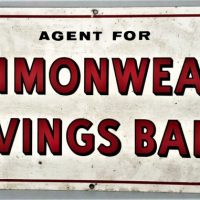 Vintage-Agent-for-Commonwealth-Savings-Bank-tin-sign-Approx-255-cmh-x-56-cmw-Sold-for-124-2019