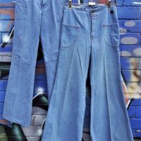1970s-Mens-Pale-Denim-Flares-Colonial-w-Red-Stitching-Yakka-77R-Sold-for-37-2019