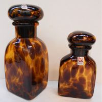 2-x-1960s-Murano-Barovoir-and-Toso-Ercole-Bavoir-hand-made-Tortoiseshell-glass-decanters-with-original-labels-engraved-signature-and-details-to-Sold-for-335-2019