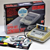 Boxed-Super-Nintendo-Entertainment-System-SNES-with-two-2-controllers-AND-Super-Mario-world-game-Sold-for-149-2019